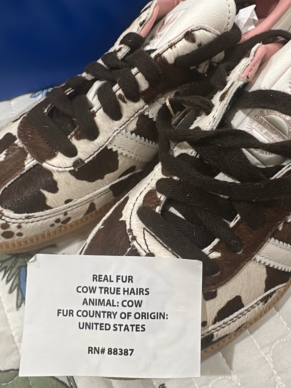 Adidas Samba OG Women’s Sneakers - Cow Print size 7 - Picture 2 of 3